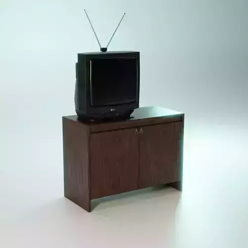 90s TV on the wooden closet