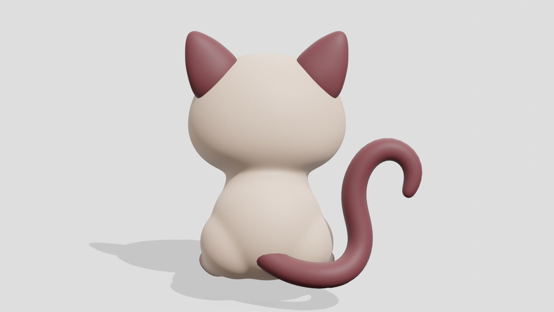 Cute Siamese cat sitting  3D model_3