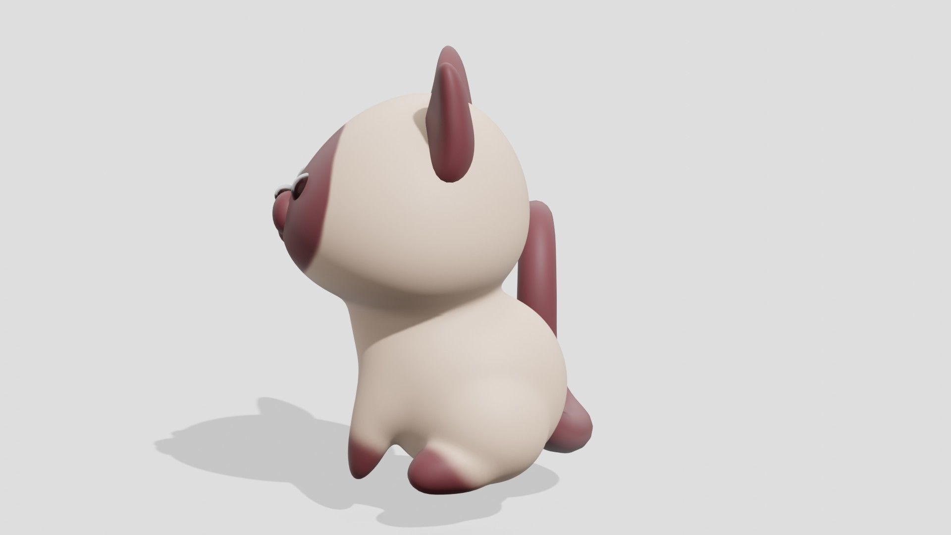 Cute Siamese cat sitting  3D model_4