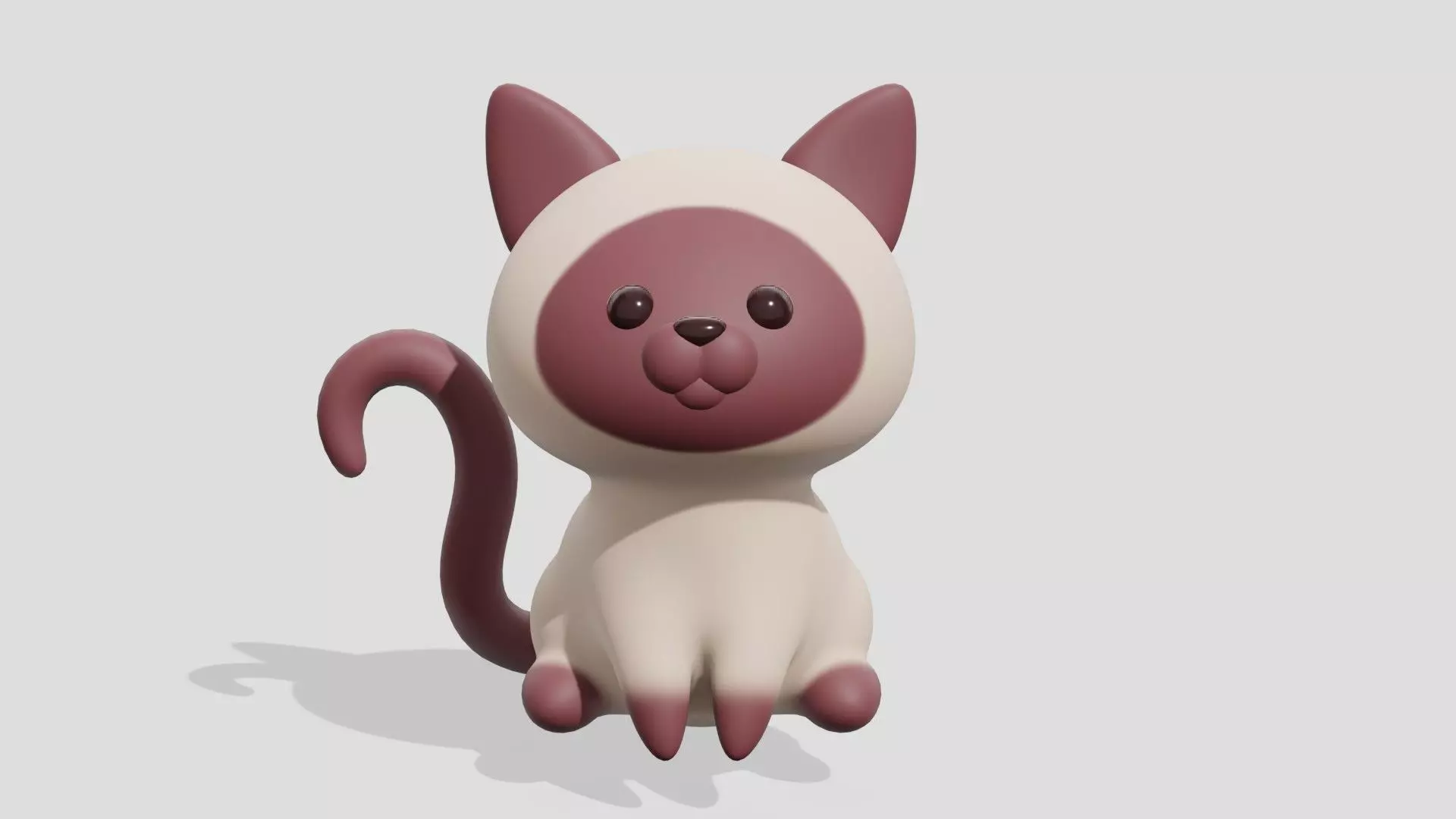 Cute Siamese cat sitting  3D model_0