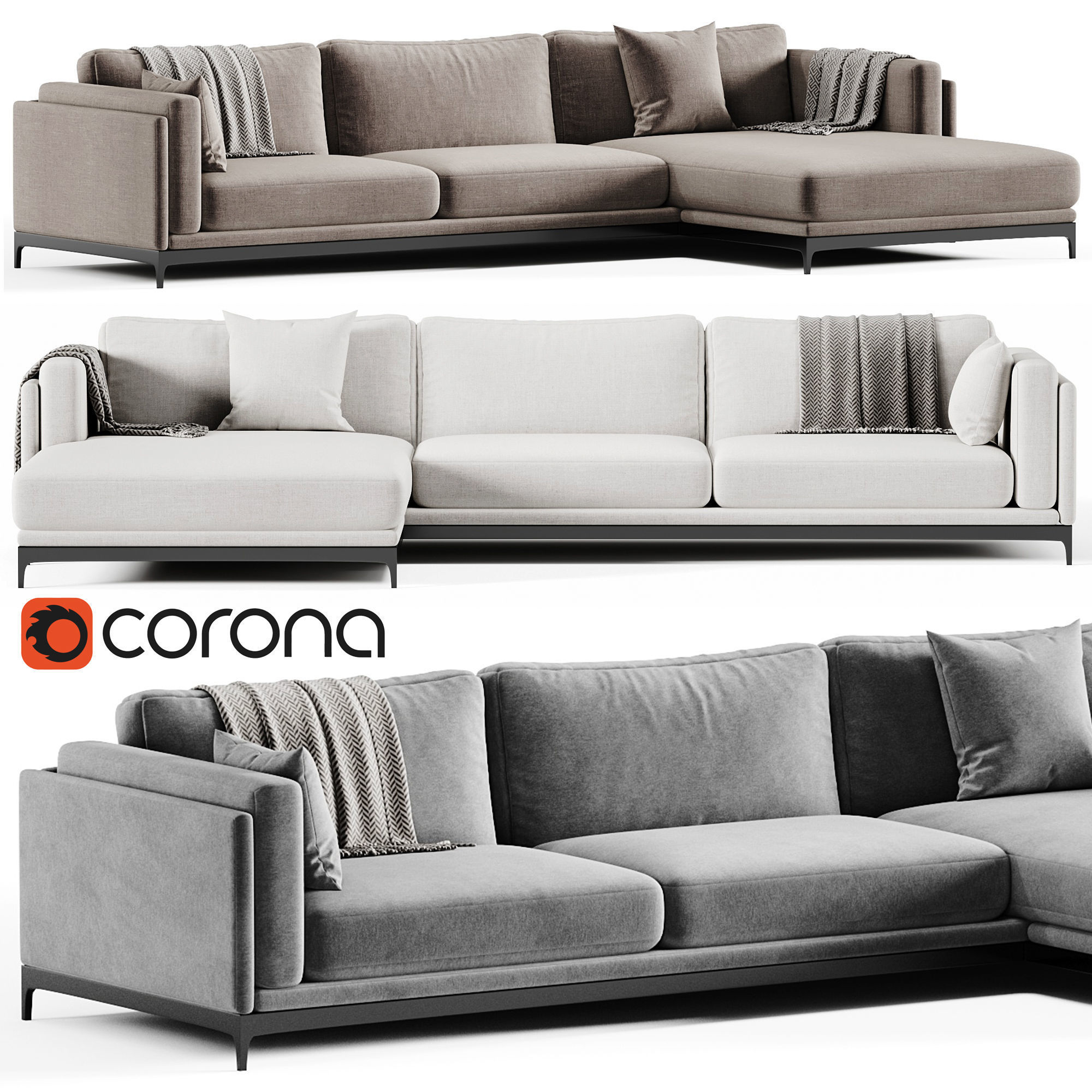 TIME Corner Sofa By Cts Salotti 3D model_2