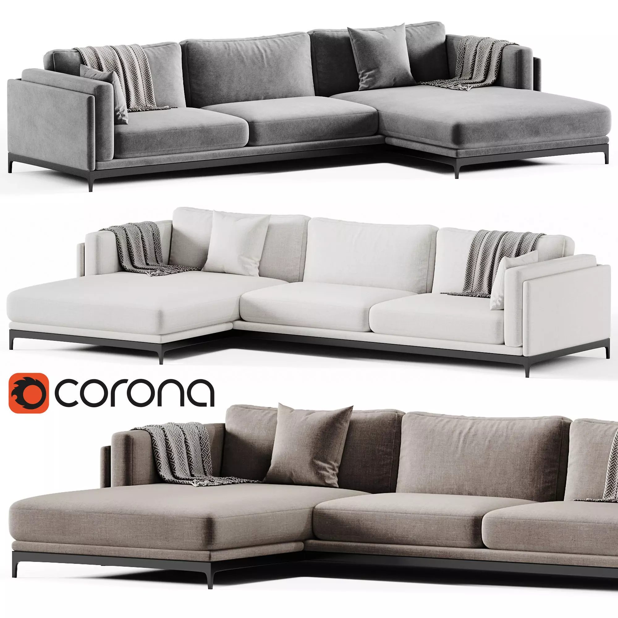 TIME Corner Sofa By Cts Salotti 3D model_0