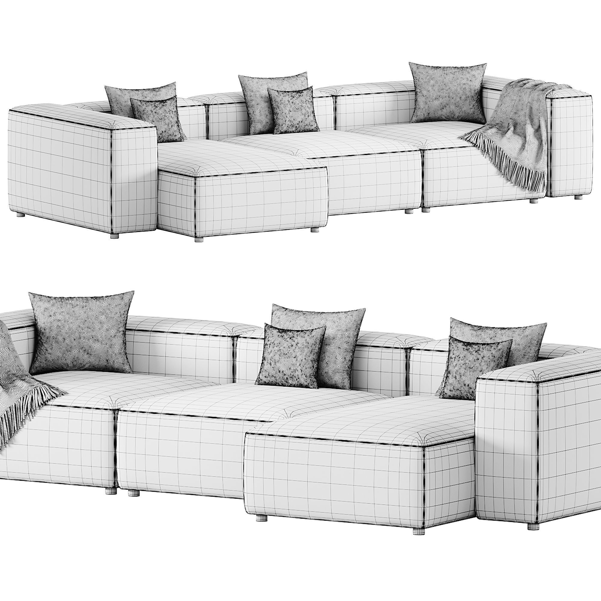 Cosima 3 seat Chaise Longue Sofa By Bolia 3D model_3