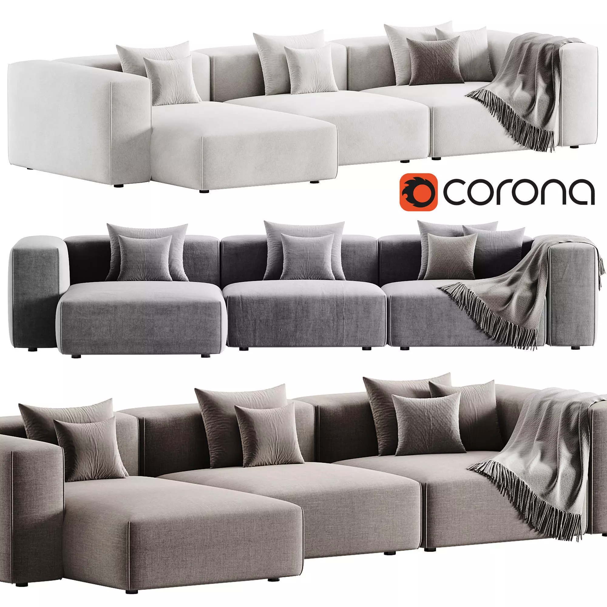 Spring Corner Sofa By Moroso 3D model_0