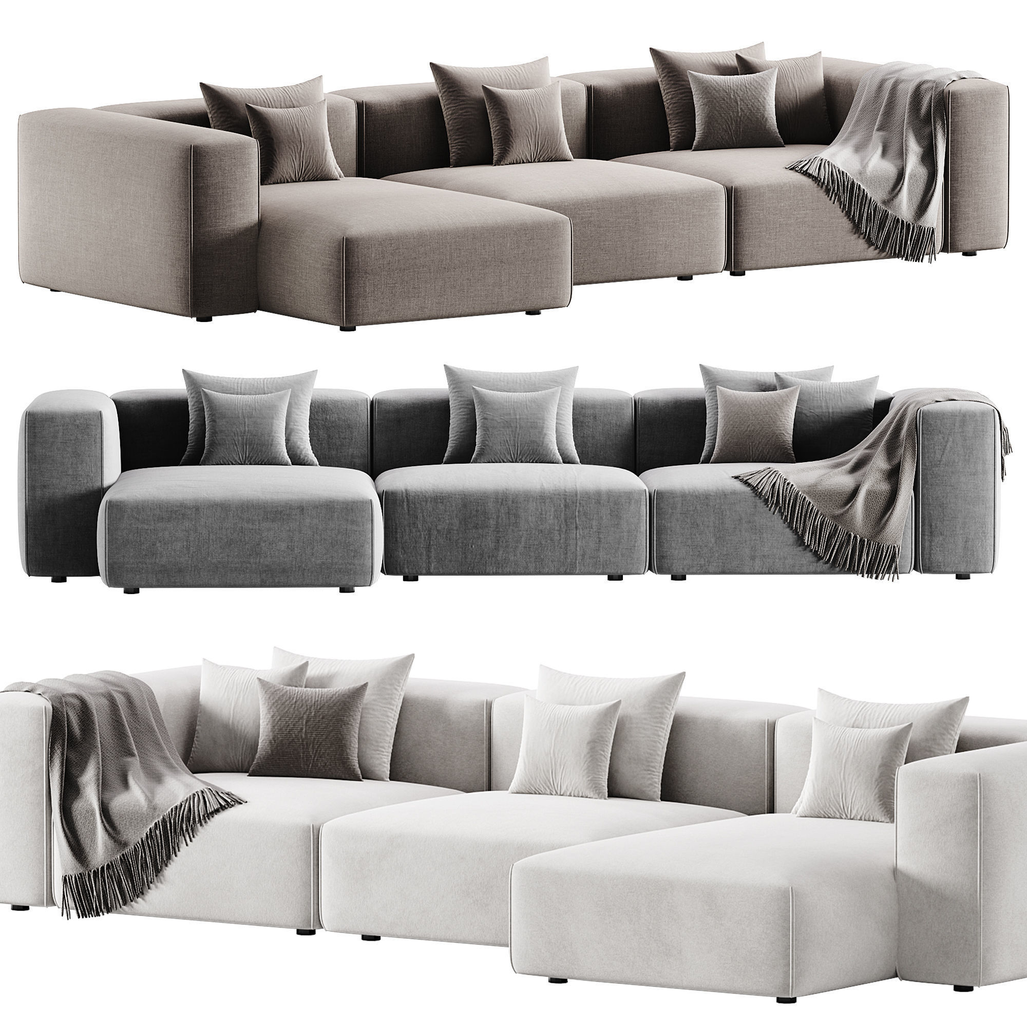 Spring Corner Sofa By Moroso 3D model_2