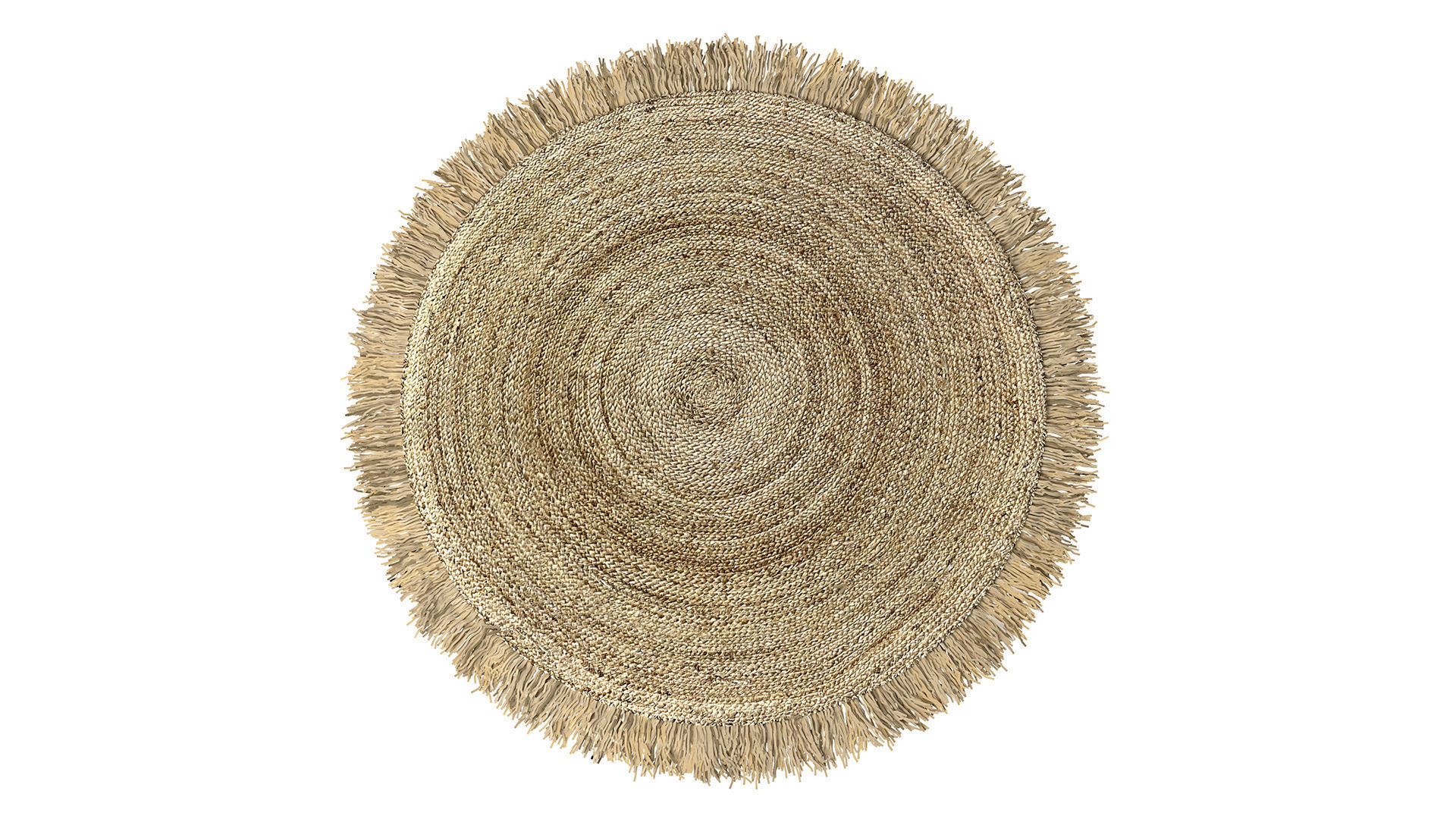 Hand Woven Rafia Jute Braided Rug Round Natural 3D model | CGTrader