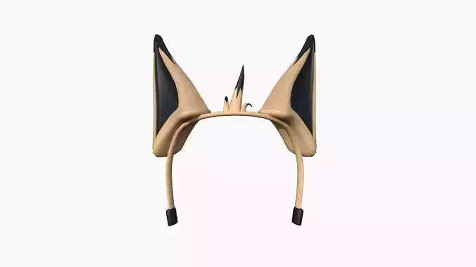 Furry Ears Tiara D13 Beige Black - Headband Character Design Low-poly 3D model
