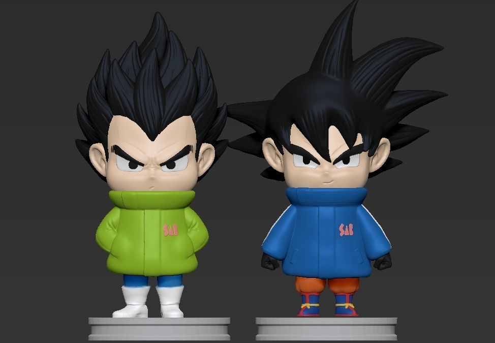 Goku and Vegeta Chibi - dragon ball super 3D print model_2