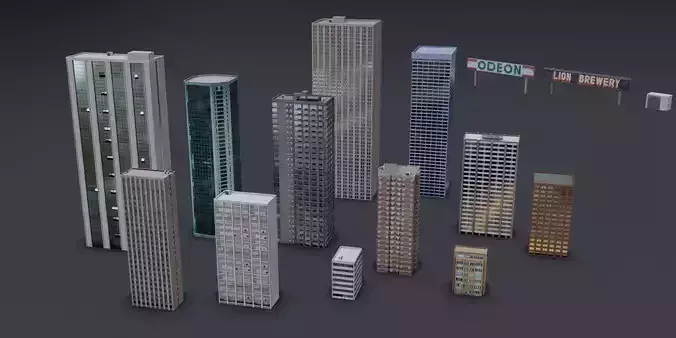 City Pack Low-Poly Building Collection Low-poly 3D model