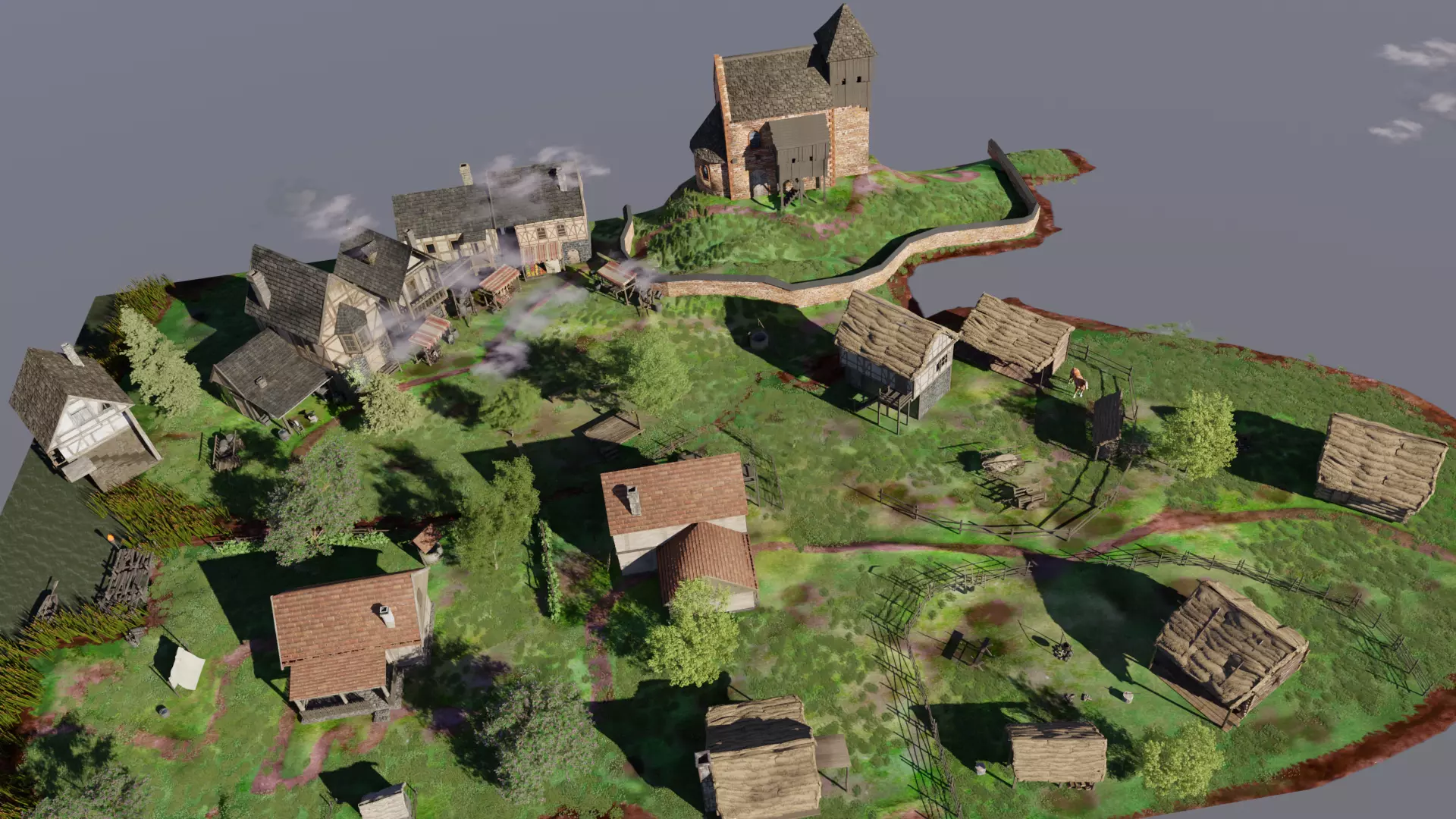 Medieval village diorama 3D model 3D model_0