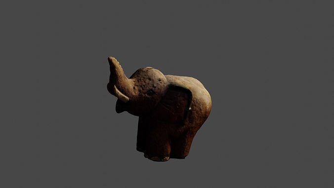3D Wooden Elephant Decorative Piece 3D model