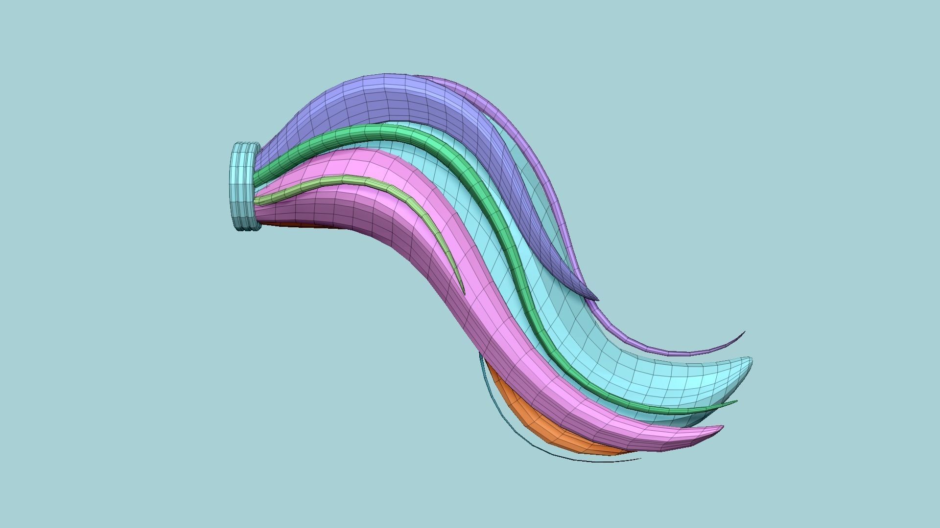 Furry Tail A01 Colored - Headband Character Design Low-poly 3D model_6