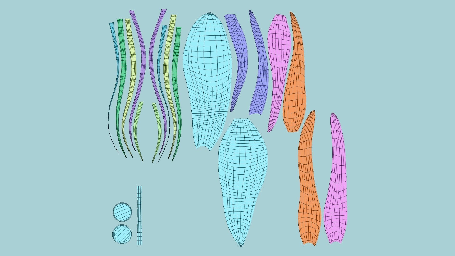 Furry Tail A01 Colored - Headband Character Design Low-poly 3D model_5