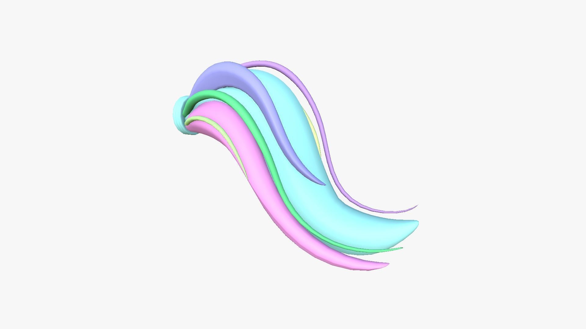 Furry Tail A01 Colored - Headband Character Design Low-poly 3D model_1