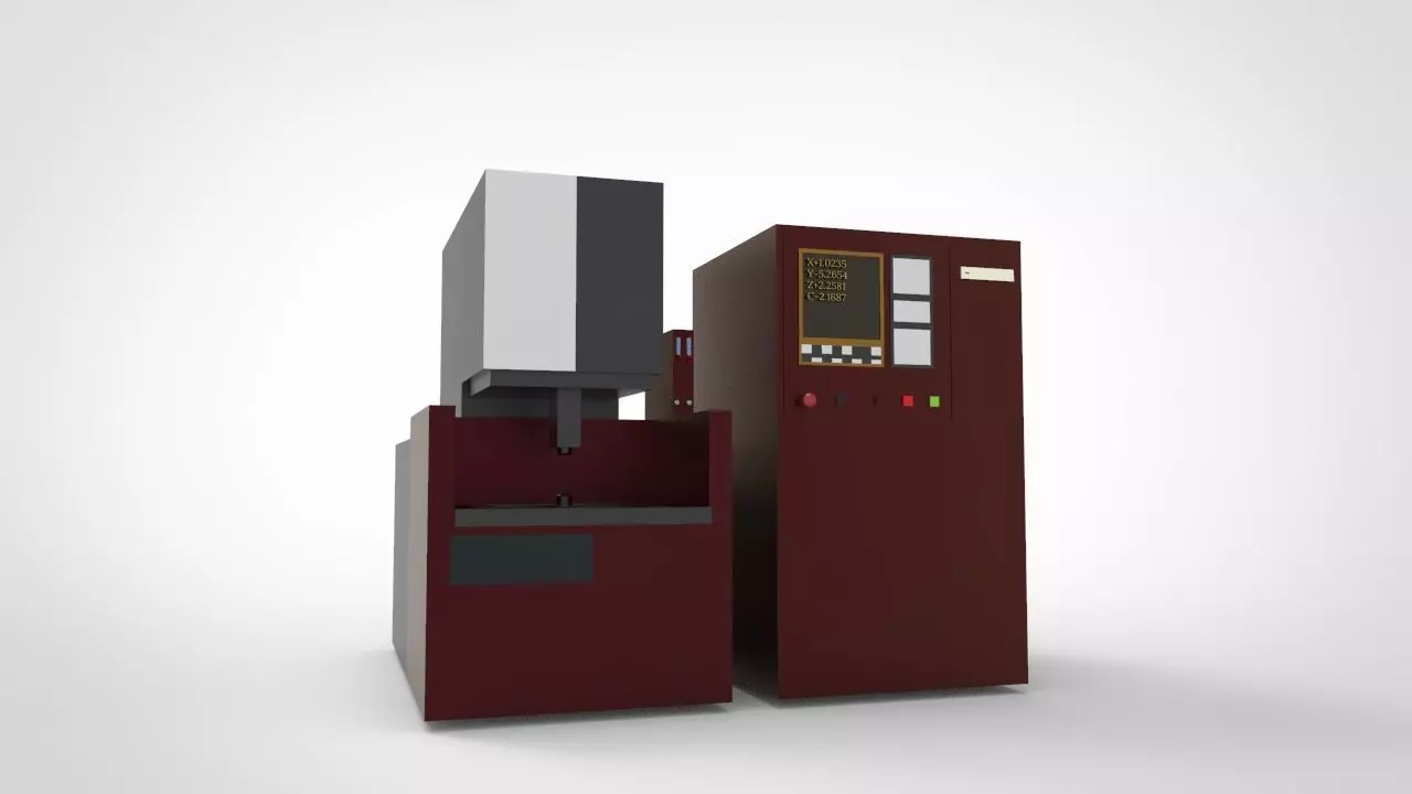 EDM Wire Machine Low-poly 3D model_0