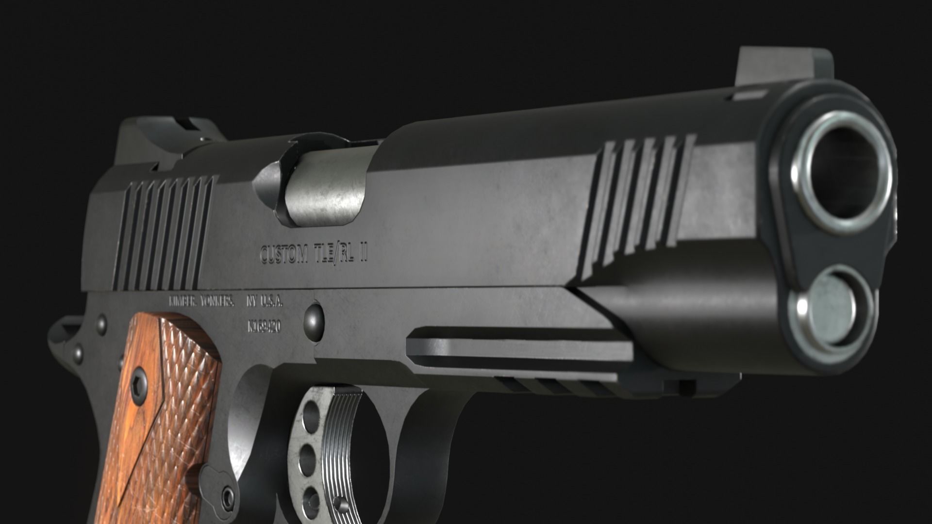 Kimber Custom TLE RL II 1911 and SureFire X300U-B - Game Asset Low-poly 3D model_11