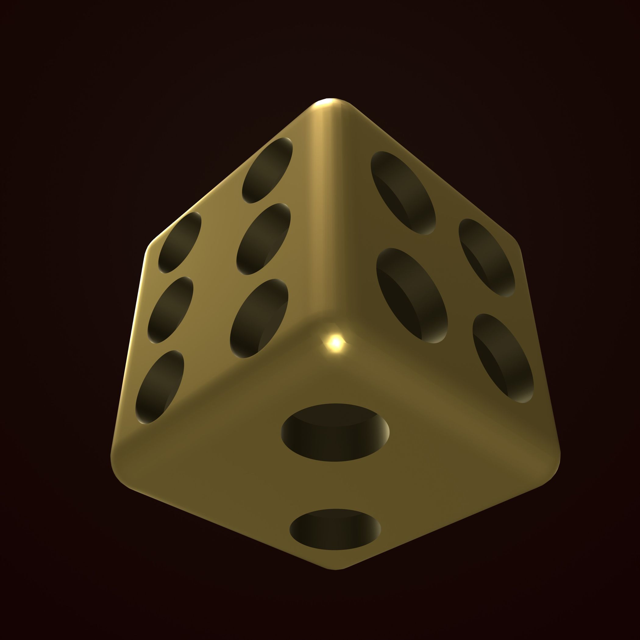 Golden dice 3D model_2