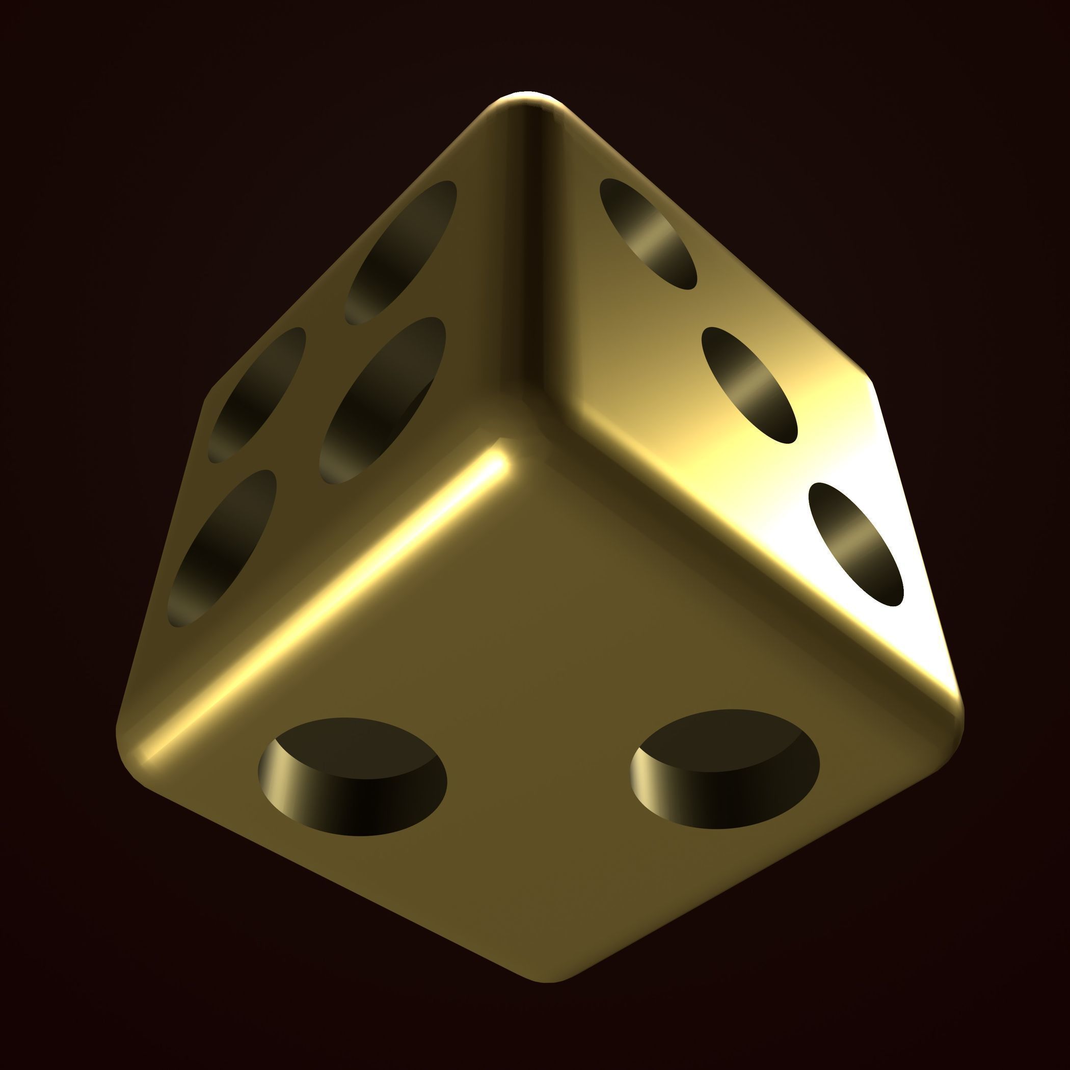 Golden dice 3D model_3