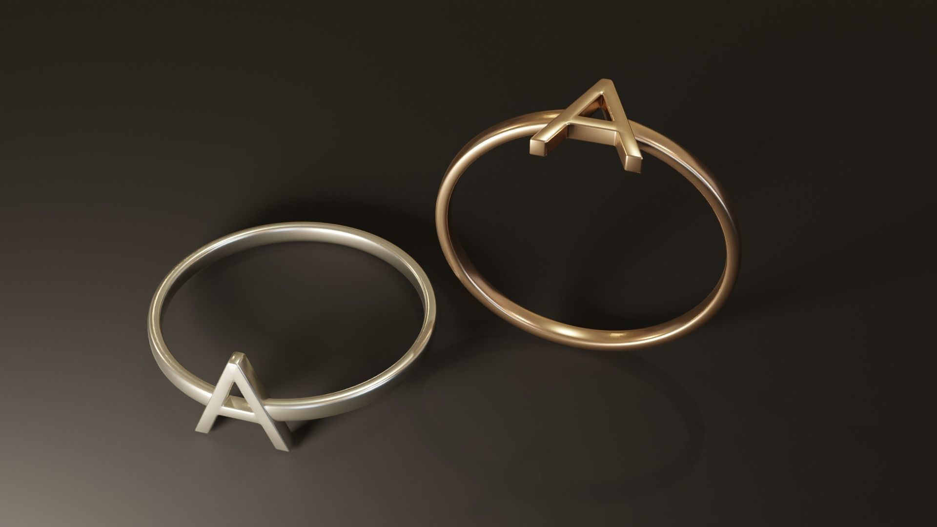 Alphabet Rings A B C D 3D print model_1