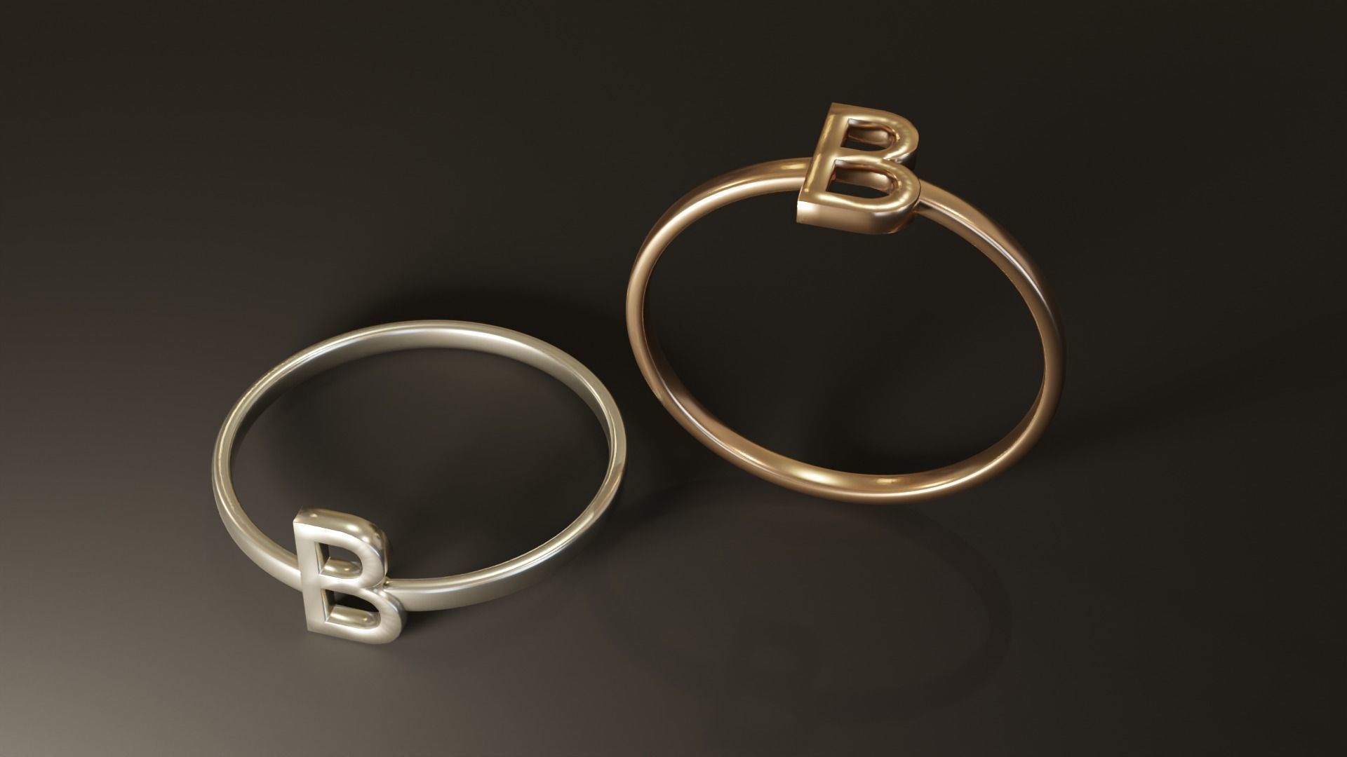 Alphabet Rings A B C D 3D print model_2