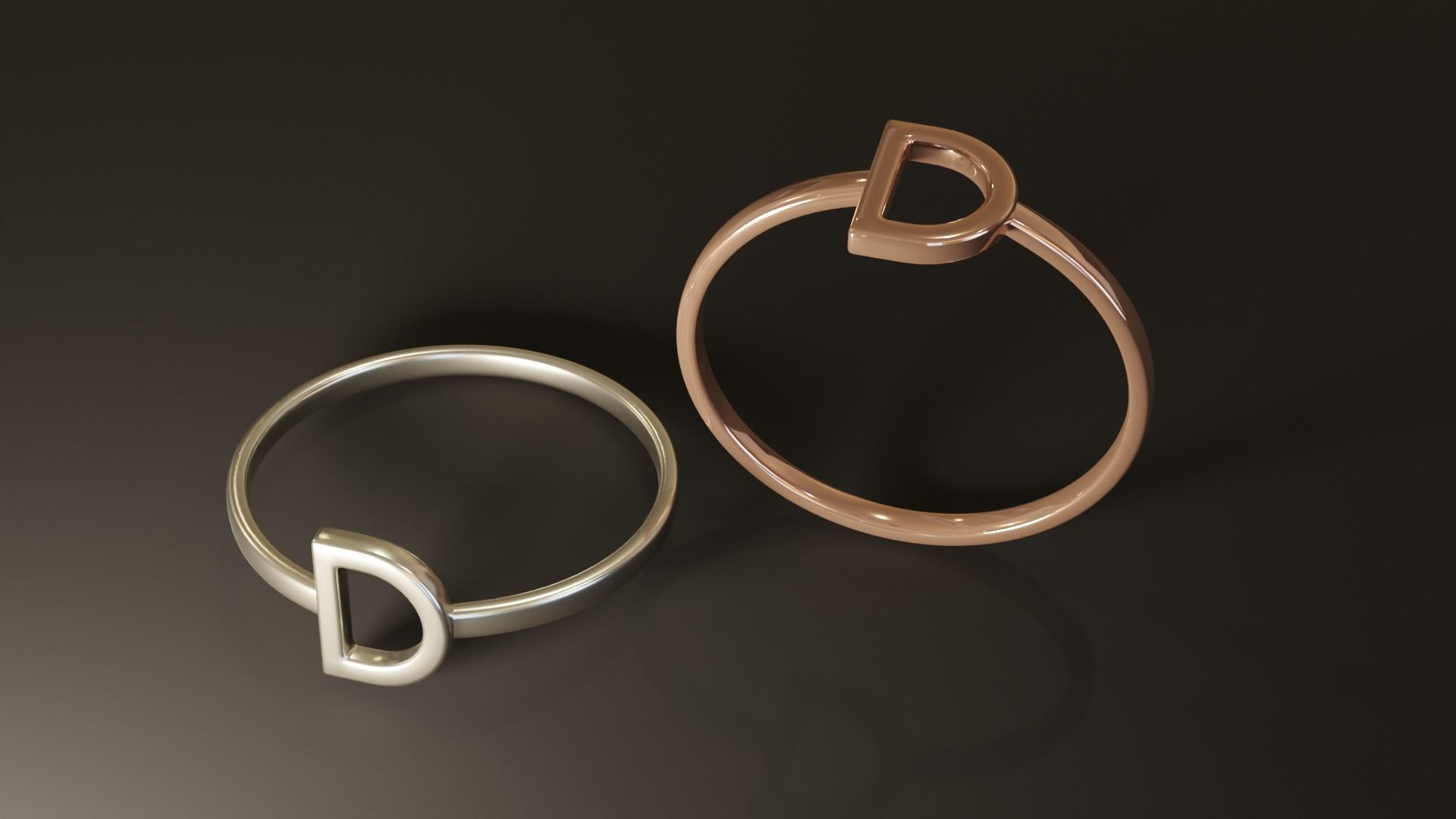 Alphabet Rings A B C D 3D print model_4