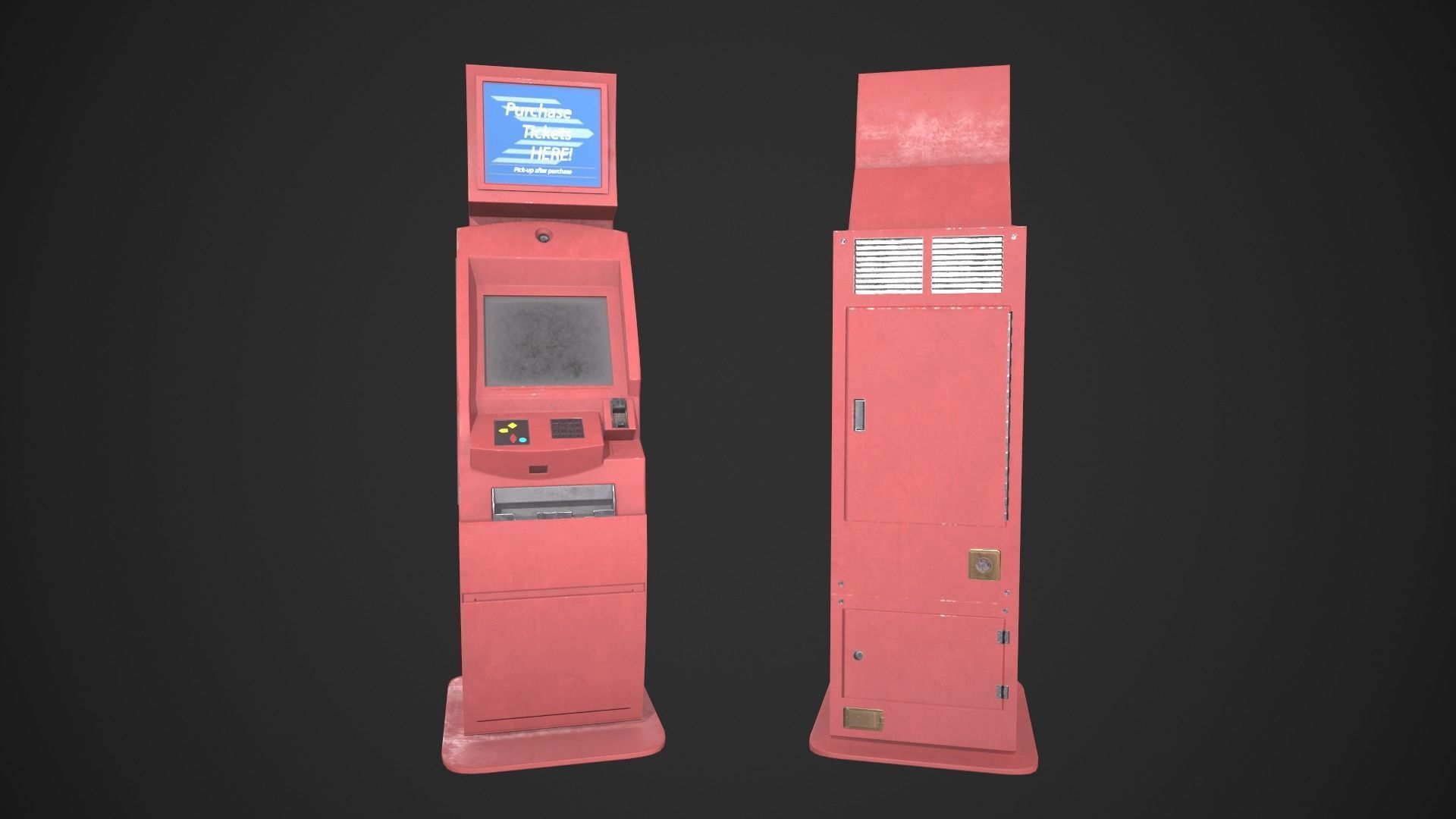 Ticket Machine Terminal Low-poly 3D model_8