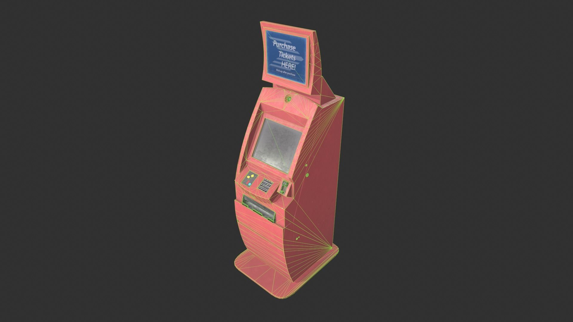 Ticket Machine Terminal Low-poly 3D model_3