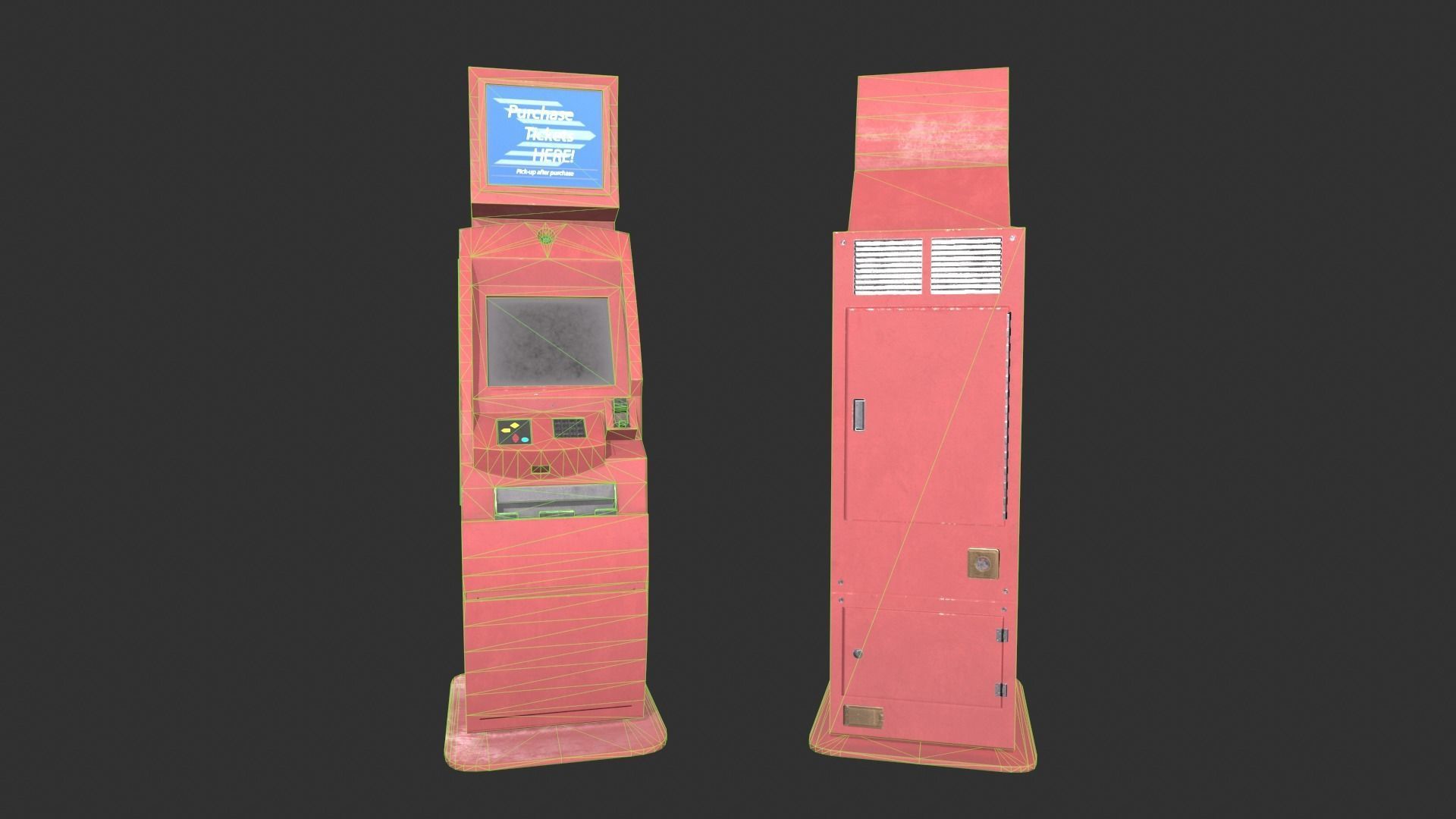 Ticket Machine Terminal Low-poly 3D model_9