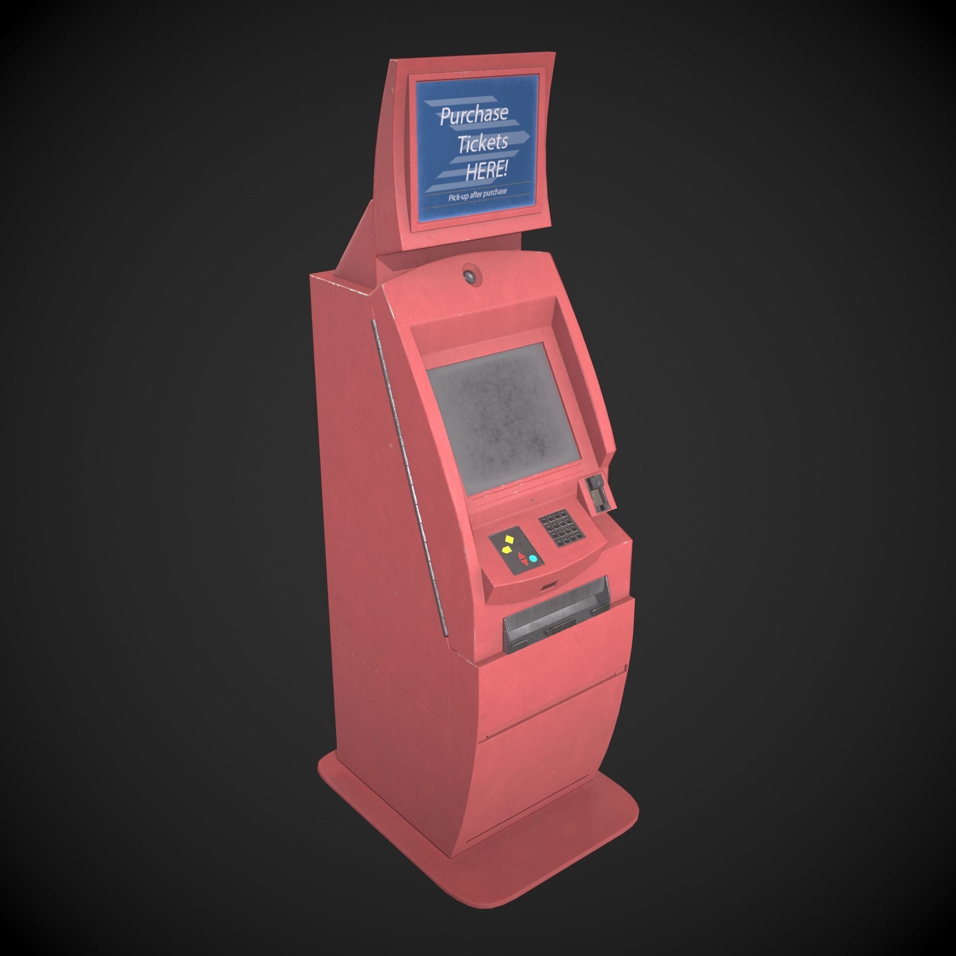 Ticket Machine Terminal Low-poly 3D model_10