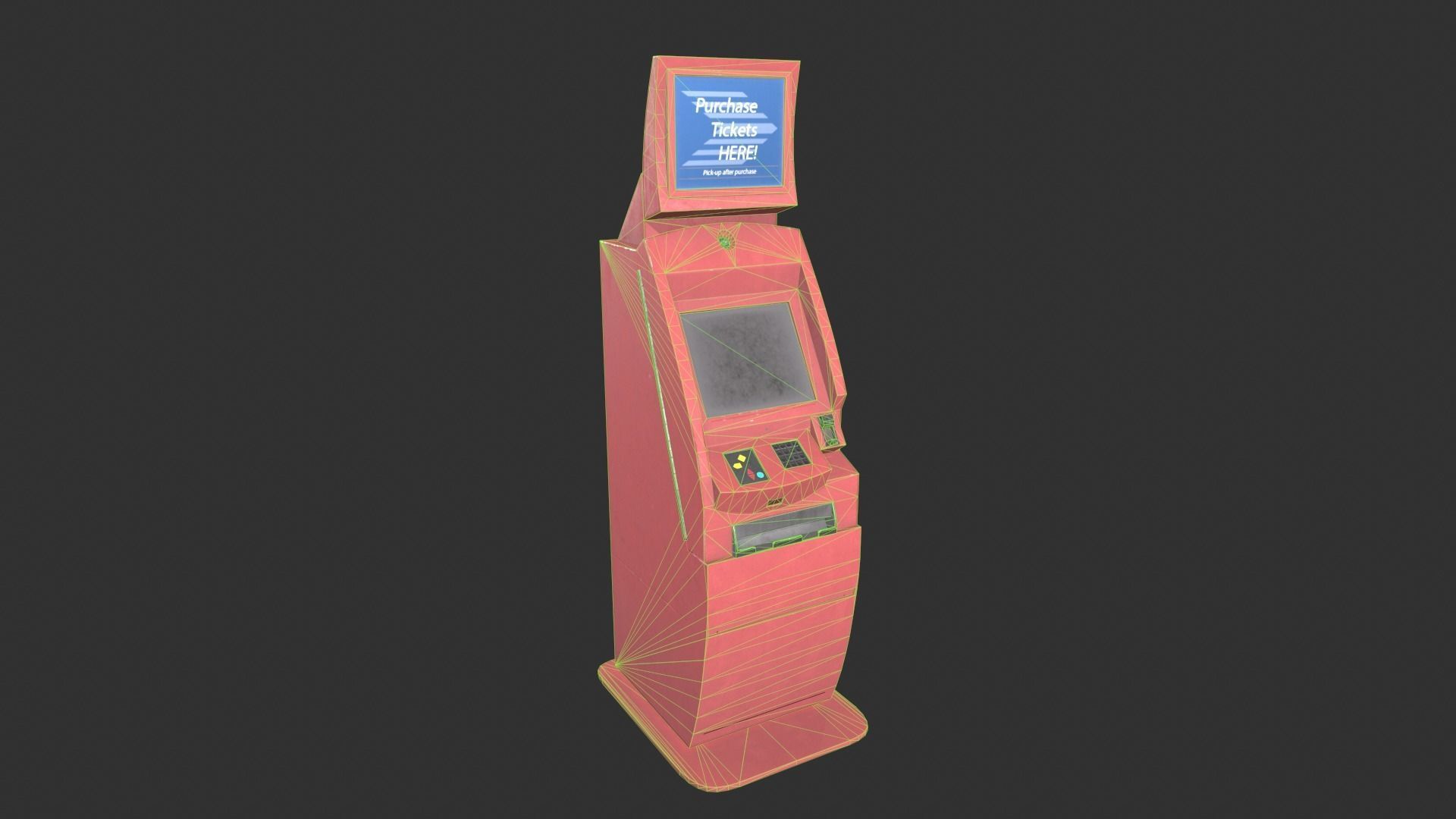 Ticket Machine Terminal Low-poly 3D model_1