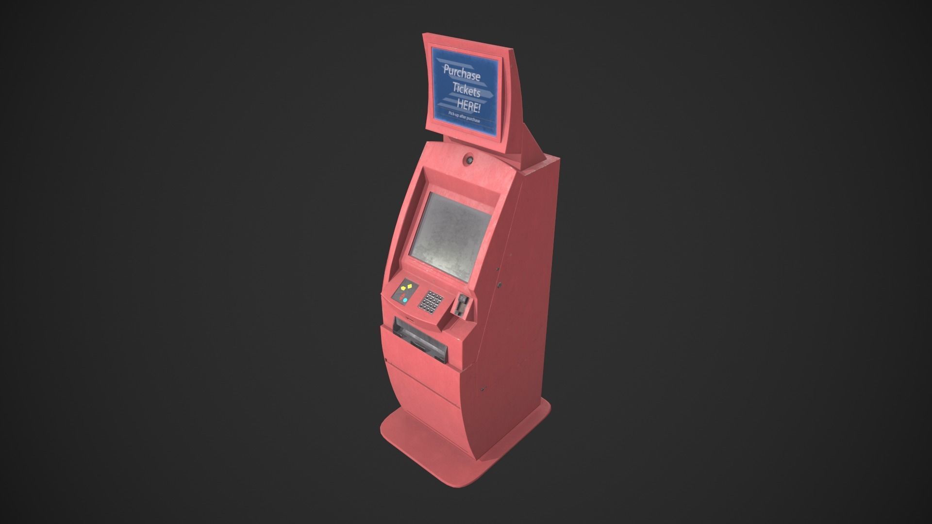 Ticket Machine Terminal Low-poly 3D model_2
