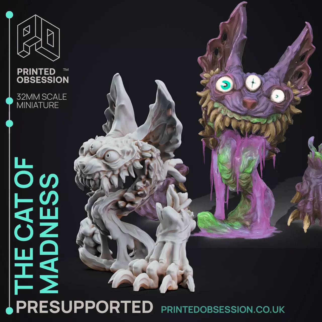 Cat of Madness - 3D Printable TTRPG - PRESUPPORTED - 32mm 3D print model_0