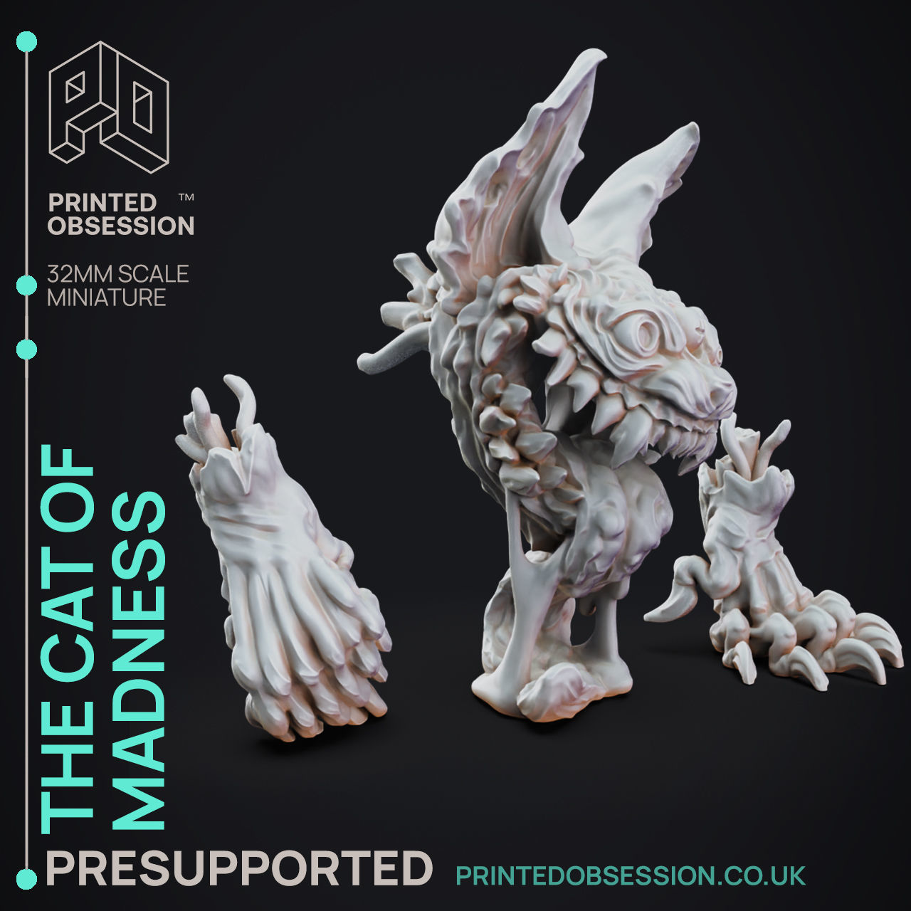Cat of Madness - 3D Printable TTRPG - PRESUPPORTED - 32mm 3D print model_4