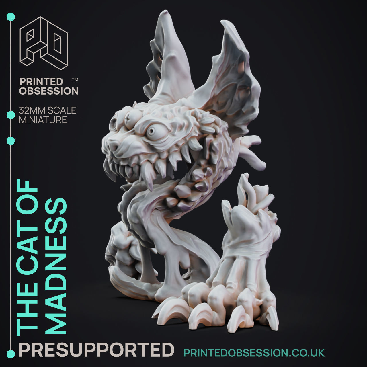 Cat of Madness - 3D Printable TTRPG - PRESUPPORTED - 32mm 3D print model_1