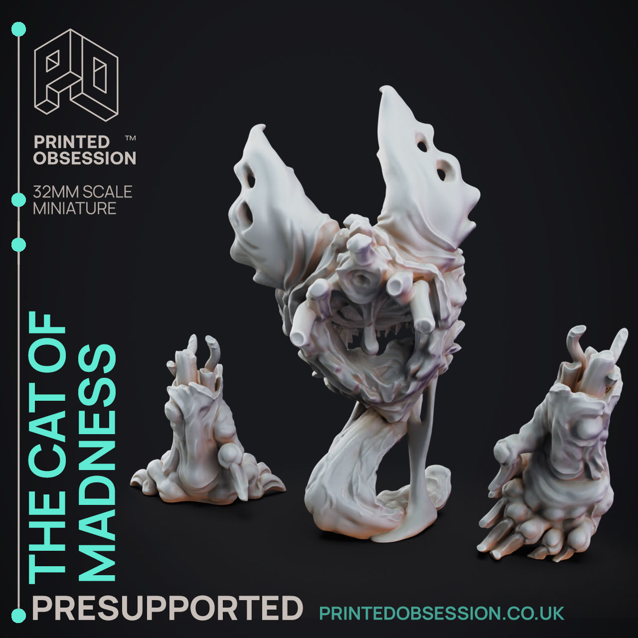 Cat of Madness - 3D Printable TTRPG - PRESUPPORTED - 32mm 3D print model_2