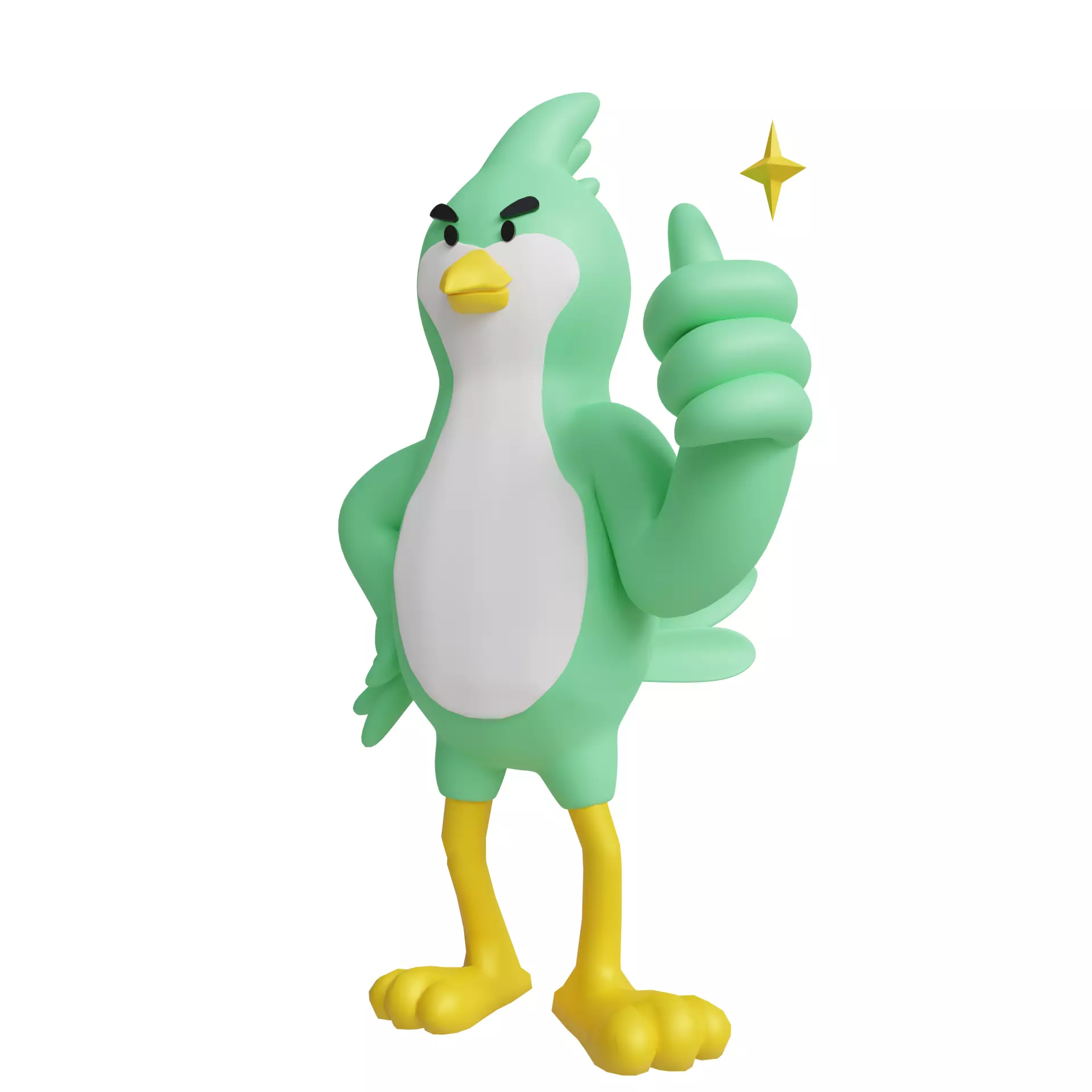 Thumbs Up Wings parrot bird Low-poly 3D model_0