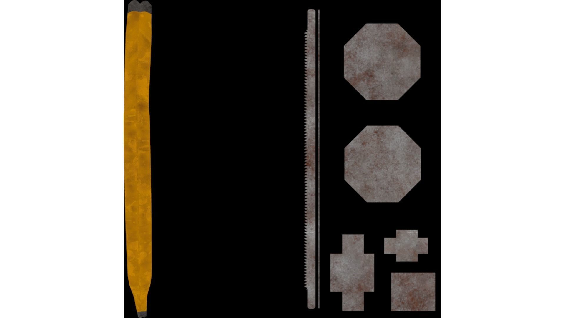 Hand Saw Low-poly 3D model_10