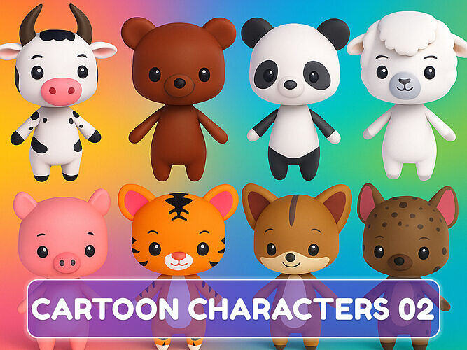 Character Animal Cartoon v002 Collection  Low-poly 3D model