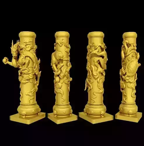 Four Great Beast Pillars Panlong Column 3D print model