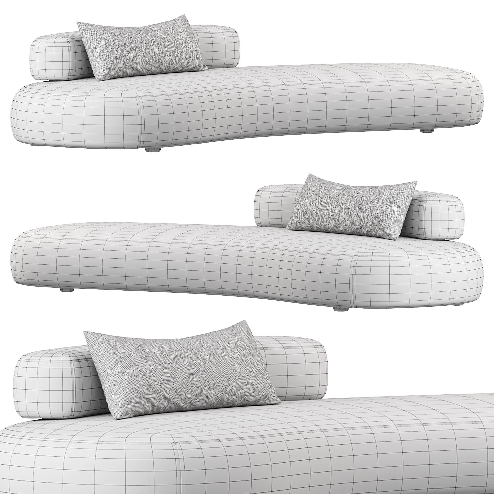 Bubble Rock sofa Low-poly 3D model_4