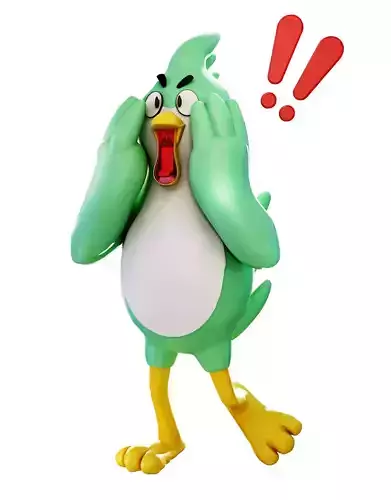Squawks of Shock The Story of the Surprised Parrot Mascot Low-poly 3D model