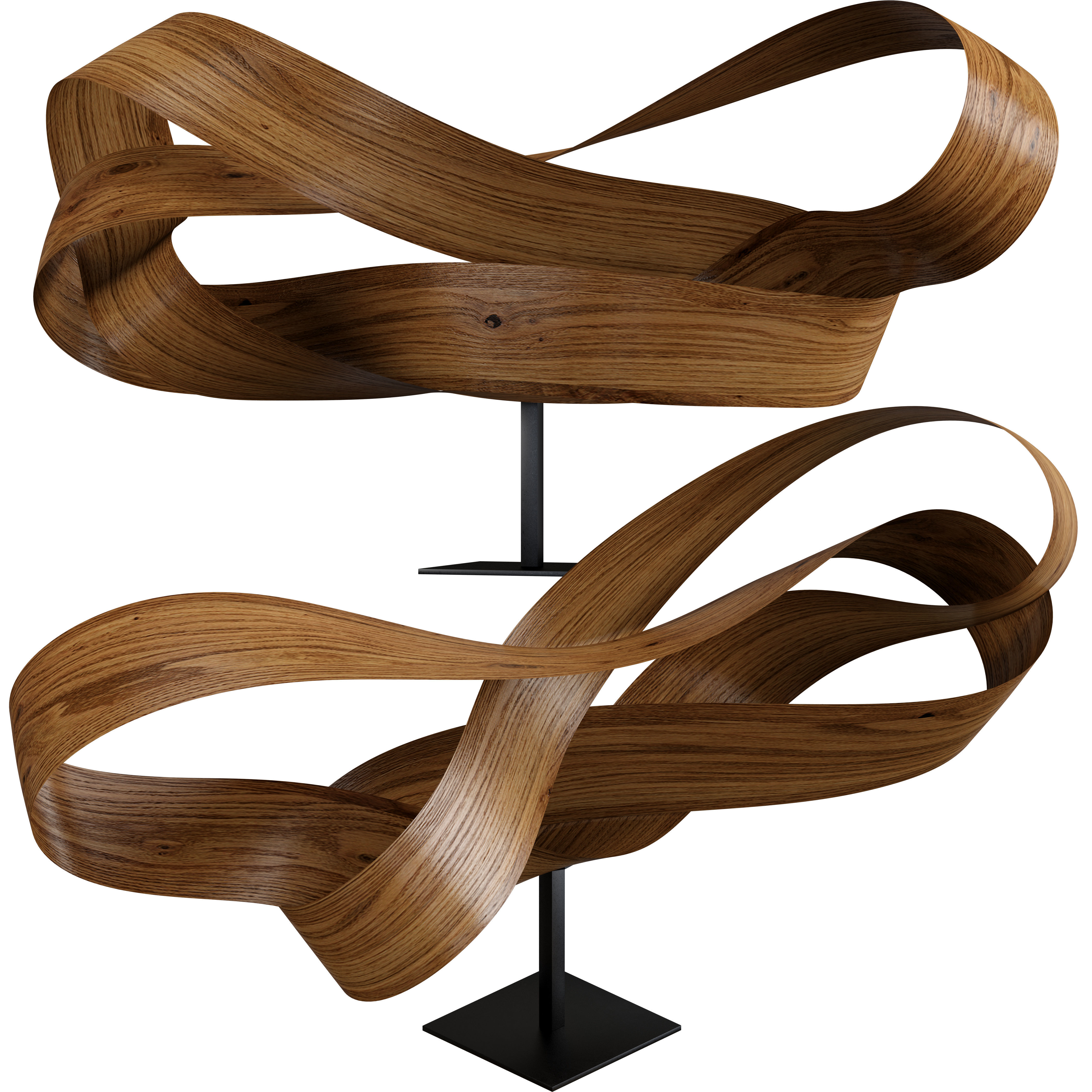 freestanding wooden sculpture Low-poly 3D model_2