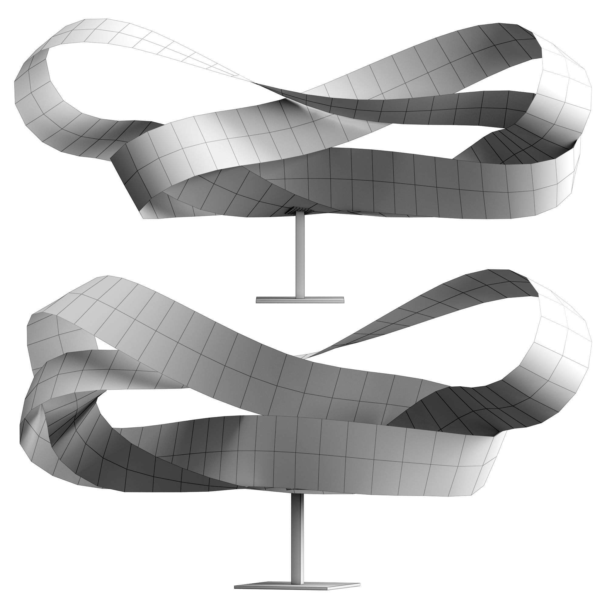 freestanding wooden sculpture Low-poly 3D model_5