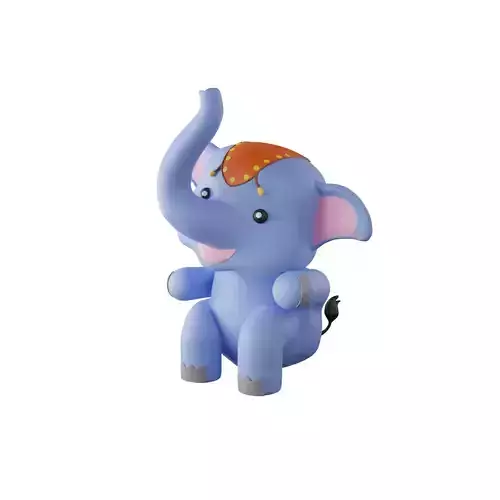 Gentle Giant at Rest The Story of the Sitting Elephant Mascot Low-poly 3D model