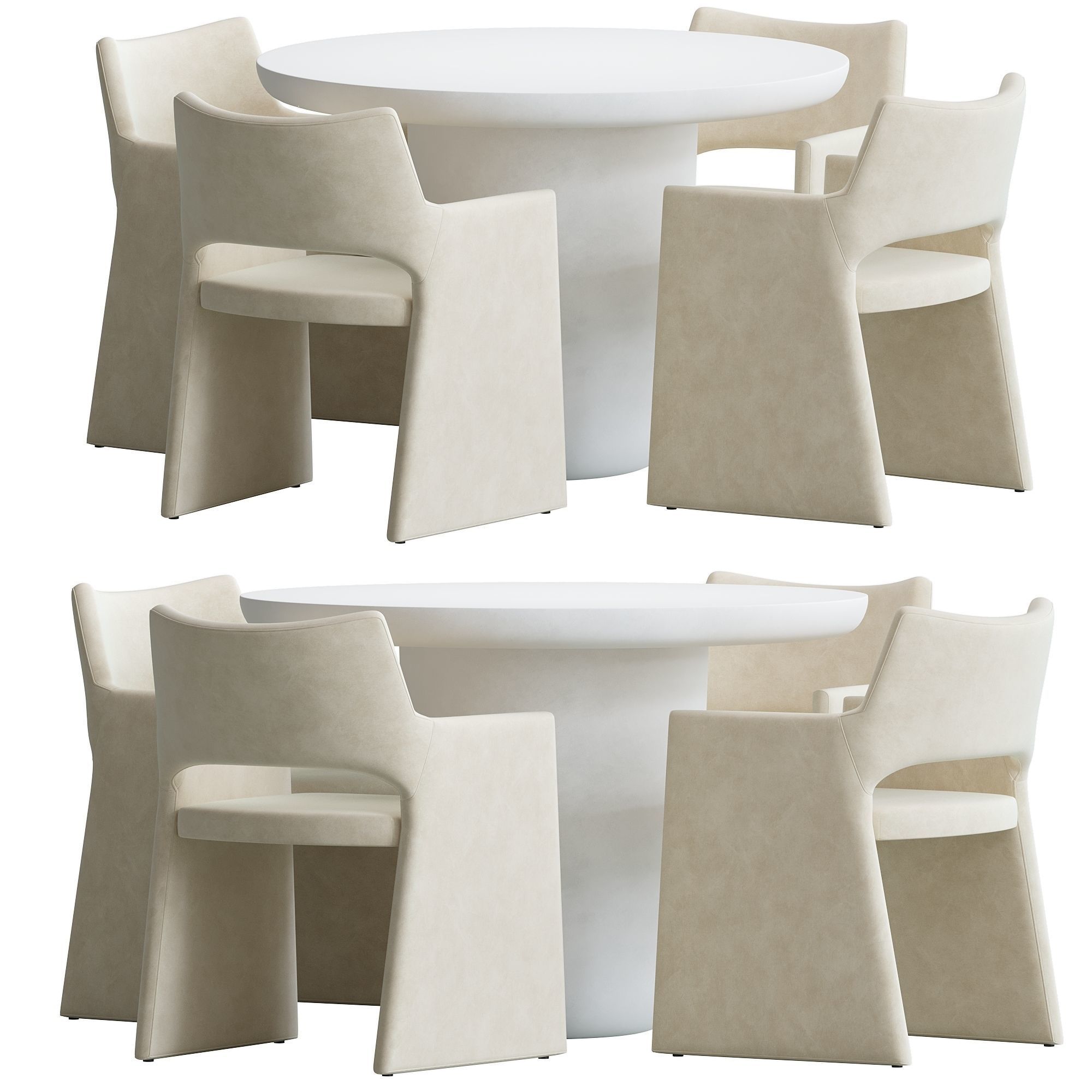 CB2 Foley Faux Mohair Dining Armchair and Table 3D model_2