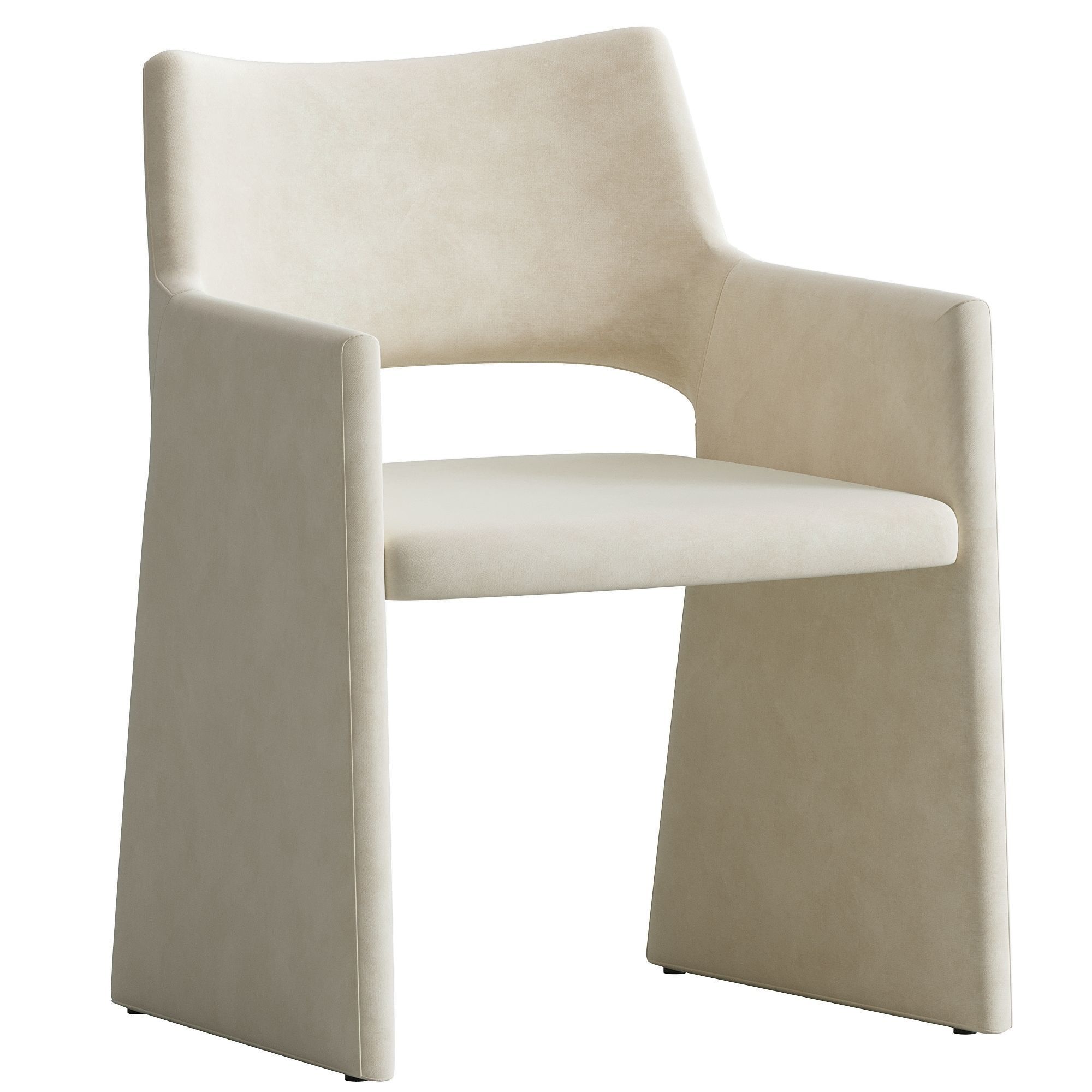 CB2 Foley Faux Mohair Dining Armchair and Table 3D model_1