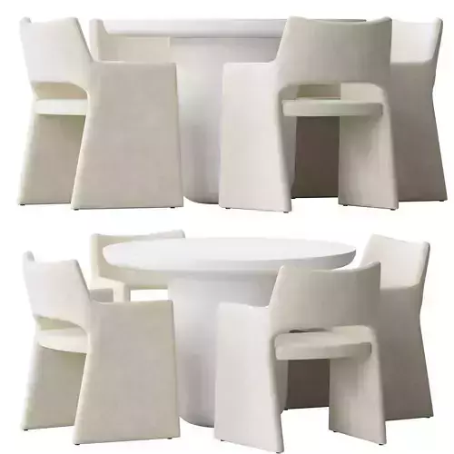 CB2 Foley Faux Mohair Dining Armchair and Table 3D model