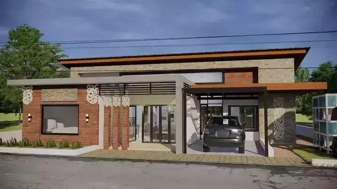 1 Floor Balinese Traditional House Design Full Interior 