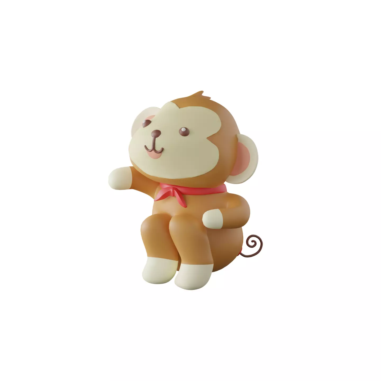 Monkey Musing The Tale of the Sitting Monkey Mascot Low-poly 3D model_0