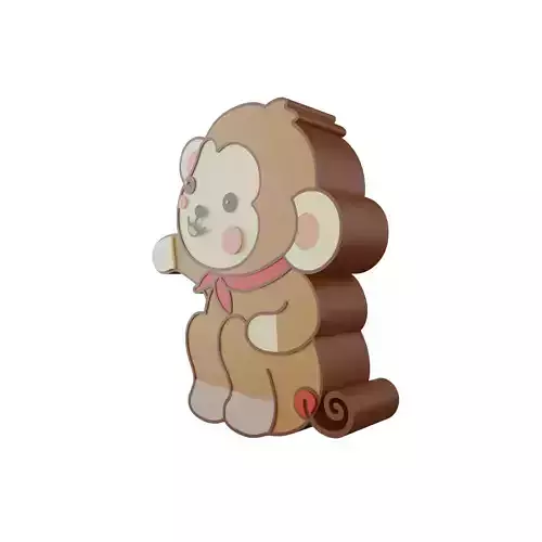 Shadows and Swings The Low Relief the Sitting Monkey Mascot Low-poly 3D model